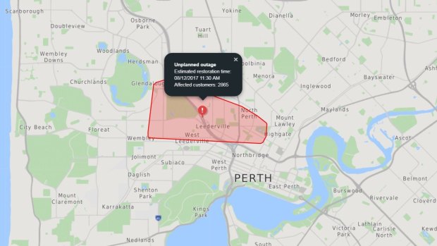 A Western Power alert regarding the outage.