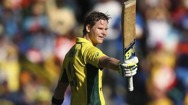 Centurion: Steve Smith celebrates his ton.