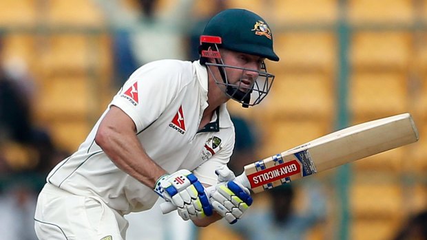 Lots of dots: Shaun Marsh fought a gritty innings of 66 off 197 balls.