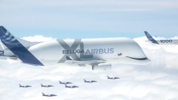 The fleet included the A220, A319neo, A330-900, A350-1000, A380 and the BelugaXL.