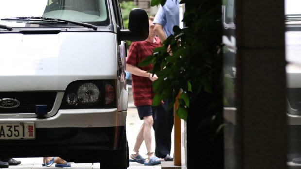 Anthony Bannister arrives at the Guangzhou People's Intermediate Court on Thursday.