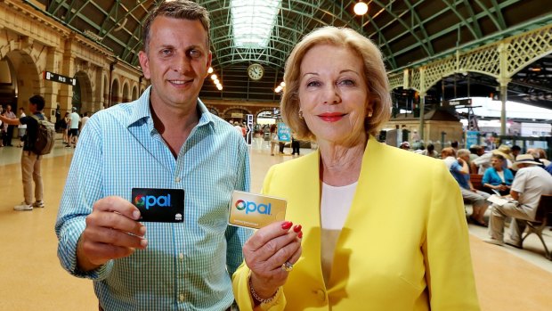 Contactless payment trial: NSW Minister for Transport and Infrastructure Andrew Constance with Ita Buttrose.