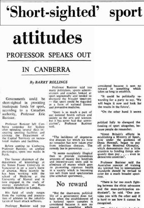 The front-page Canberra Times article on August 13, 1976.