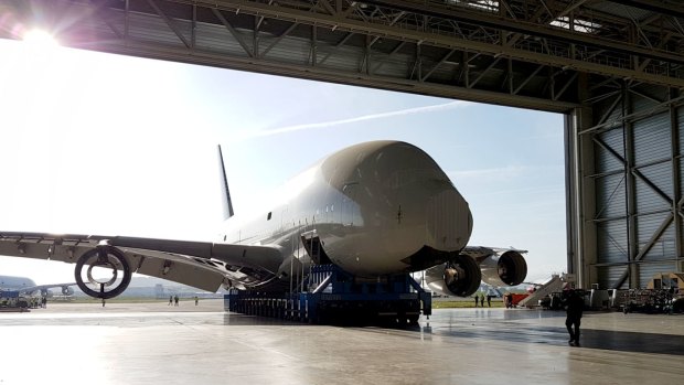 The world's first Airbus A380 has been dismembered for spare parts like engines and aeronautic components.