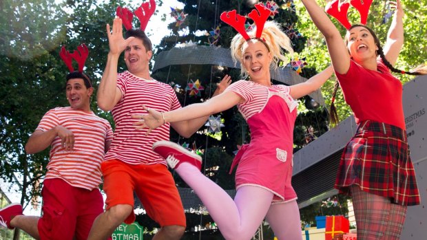 Children's entertainers SplashDance at the City of Sydney's launch of their christmas program in Martin Place.