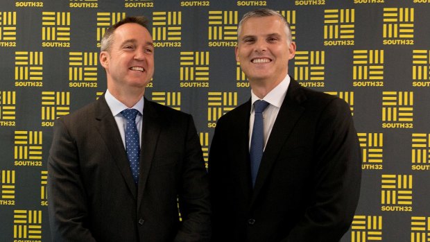Happy days: South32 CEO Graham Kerr with CFO Brendan Harris.