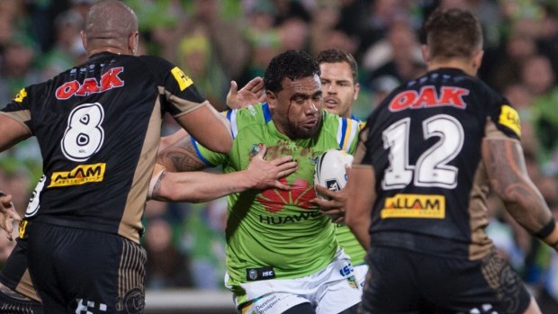 Putting it all on the line: Junior Paulo in the wars against Penrith.