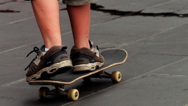 Police say a skateboard was stolen in a violent robbery in Morayfield.