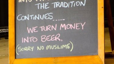 A Longreach restaurant placed a sign reading "Sorry No Muslims" outside its front doors.