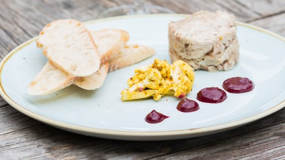 Rillettes with pickled cauliflower and cherry mustard.