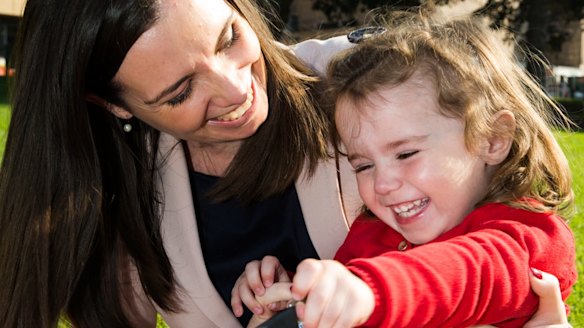 NSW Labor MLC Courtney Houssos and daughter Anna.