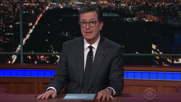 Late night host Stephen Colbert has taken out a 'For Your Consideration' ad for one of Trump's 'dishonest' media awards.