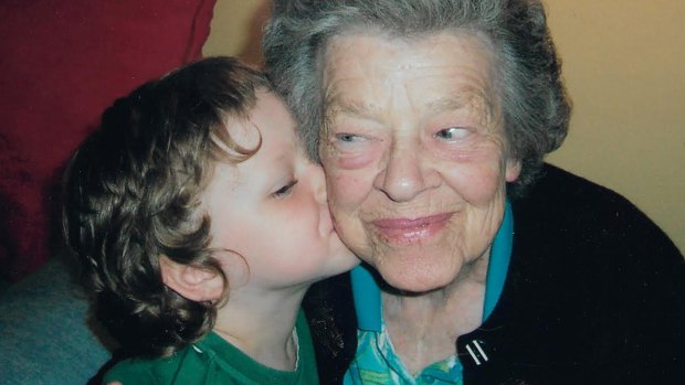 Brian Nankervis' mum with one of her grandchildren, Henry Joe, around 2006. 