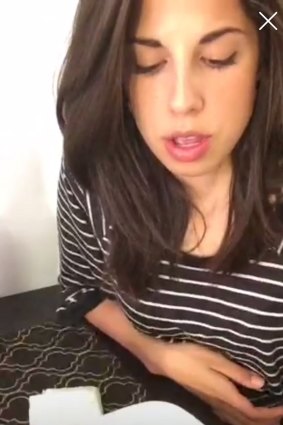 Amanda Oleander eating lunch in her apartment on Periscope.