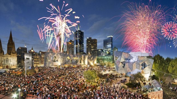 Federation Square on New Year's Eve.