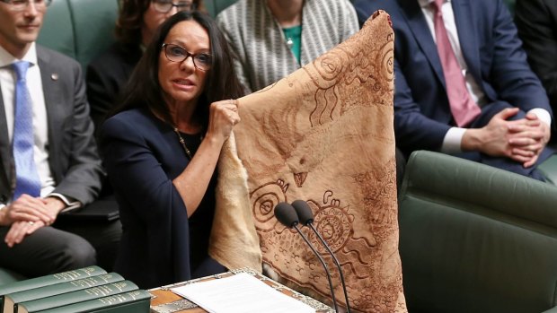 Linda Burney, the first Aboriginal woman in the House of Representatives, delivers her first speech at Parliament House in August.