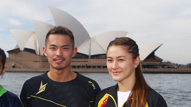 Gronya Somerville pictured last year with Chinese badminton king Lin Dan.