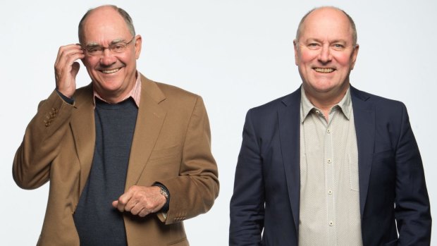 Breakfast kings: 3AW's John Burns and Ross Stevenson host Melbourne's most popular radio show.