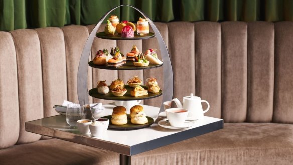 Afternoon tea at The Waiting Room includes Milawa goat cheese tart and warm lobster thermidor vol-au-vents.