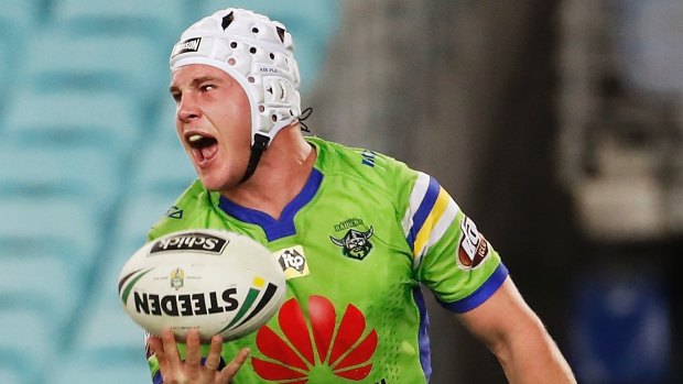 Raiders forward Luke Bateman almost had his only NRL try credited to the player whose head gear he borrowed. 