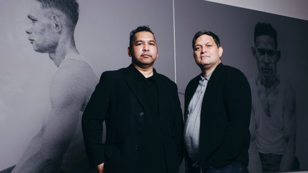 "So I'm not talking about history here. I'm talking about my own life": Vernon Ah Kee with Sydney Festival Director Wesley Enoch.