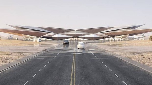 The airport design is inspired by a desert mirage.