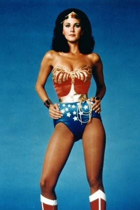 Lynda Carter as Wonder Woman before the pink makeover.