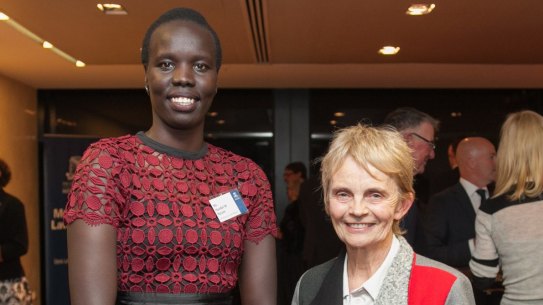 Nyadol Nyuon, with  mentor Professor Cheryl Saunders of University of Melbourne.