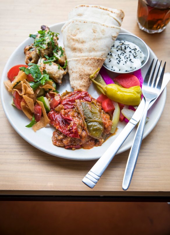 A colourful plate at Cairo Street Food in Newtown.