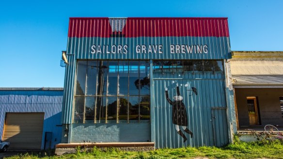 Sailors Grave Brewing, in the former Orbost Butter Factory, stands above the flats of the Snowy River.