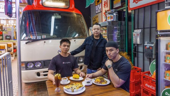 From left: Dick Kwong, Howard Lee and Howin Chui from Kowloon Cafe in Burwood.