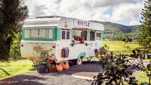 Hinterland Feijoas has a retro van serving organic coffee and food.