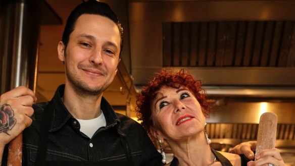 Elvis Abrahanowicz and his mother Hilda making empanadas at Porteno.