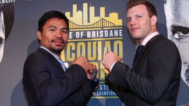 On a collision course: Manny Pacquiao and Jeff Horn.