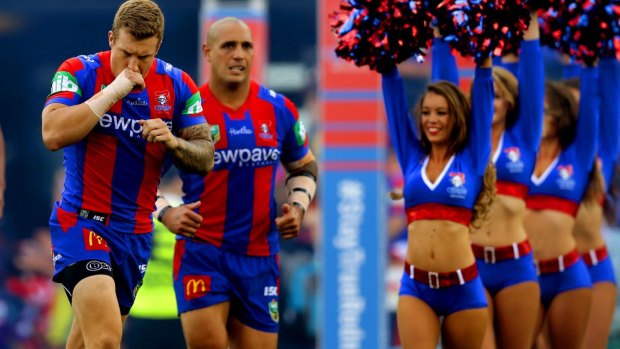 On the outer: Trent Hodkinson (left) is set to leave the Newcastle Knights.