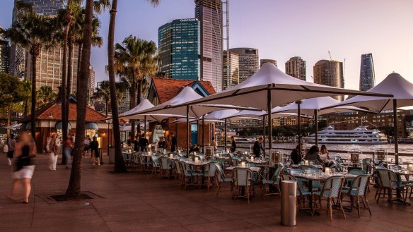 French-inspired awnings are among the upgrades at the former Sydney Cove Oyster Bar site.
