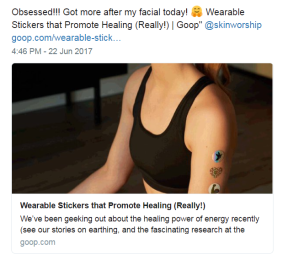 Wearable stickers that 'promote healing'. Really?