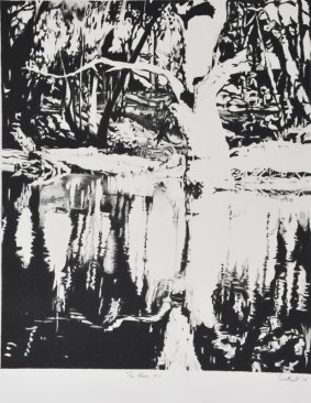Andrew Southall's <i>The River No 5</i>, lumograph on paper.