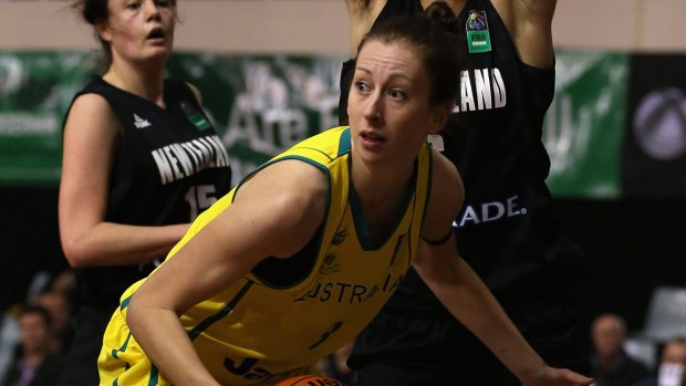 Big game: Australia's Natalie Burton scored 15 points and made 13 rebounds in the win against Venezuela at the Rio Olympics test event.