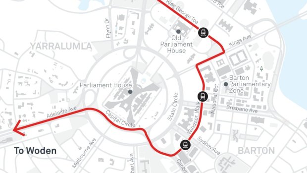 A close-up of the new route proposed for Barton. 