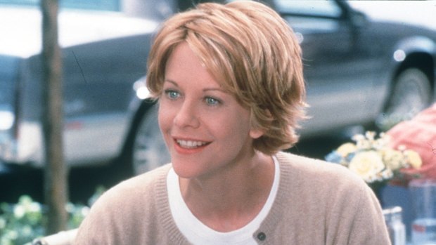 Meg Ryan and her very '90s hair  in the film <i>You've Got Mail</I>.