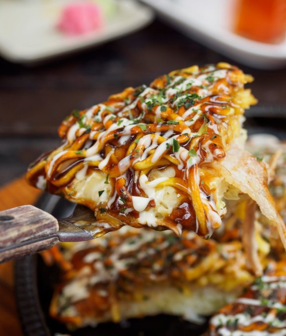 Japan's savoury pancake, okonomiyaki.