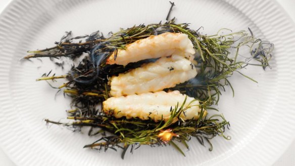 Bo Bech's langoustines in wild rosemary and smoked salt.