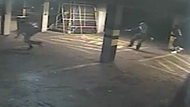 CCTV footage shows Michael Rooke fleeing as shots are fired. 