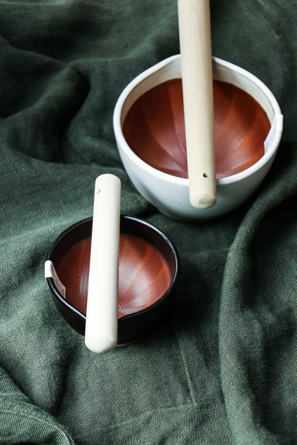 Suribachi: A Japanese mortar and pestle with a ridged interior for grinding sesame seeds and spices. $65, thehubgeneralstore.com.au