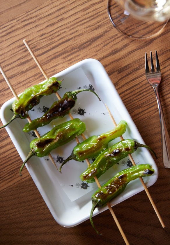 Grilled peppers at Jayden Ong's cellar door. 