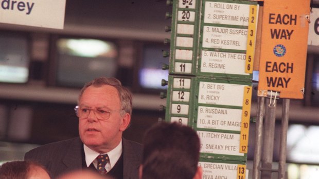 Ring leader: Colin Tidy at Rosehill in 1996.  The well-known bookmaker died on Monday aged 73.
