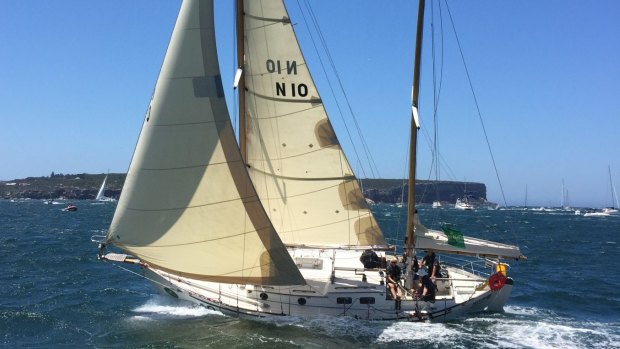 Ailing: Freyja in trouble during the start of the Sydney to Hobart.