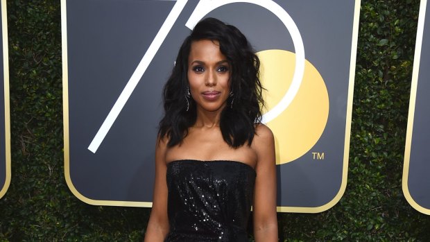 Kerry Washington arrives at the 75th annual Golden Globe Awards at the Beverly Hilton Hotel on Sunday, Jan. 7, 2018, in Beverly Hills, California.
