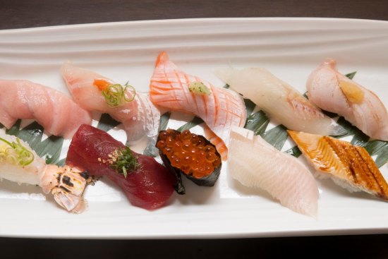 A selection of nigiri and sashimi.